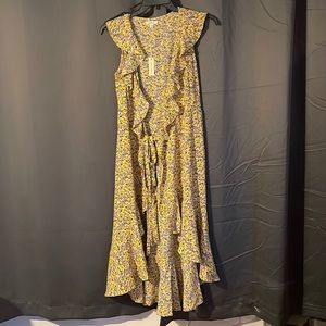 max studio- small - Yellow/purple wrap dress